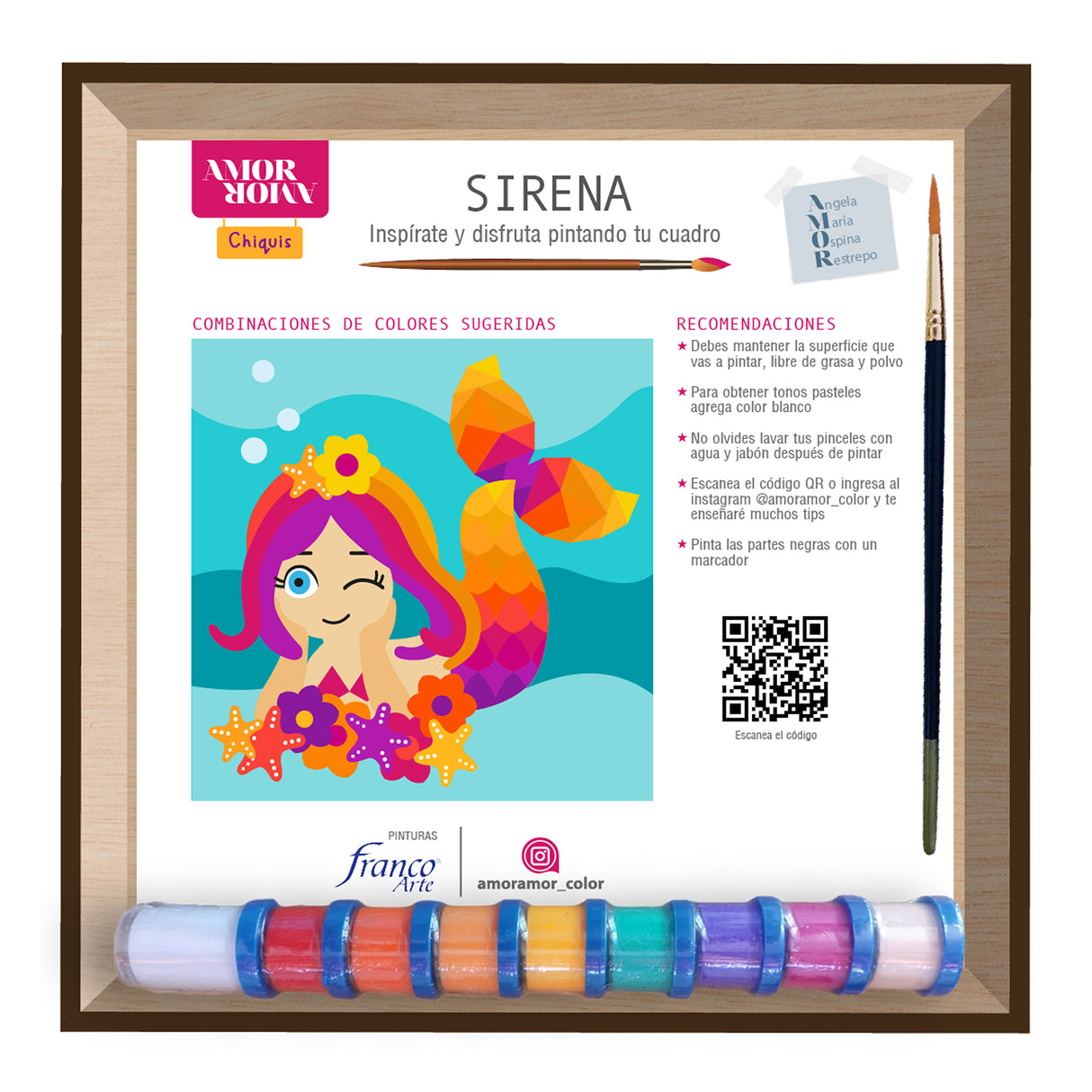 Kit Cuadro Para Pintar Natural 24x24cm De Sirena - Cuadros | Bylmo