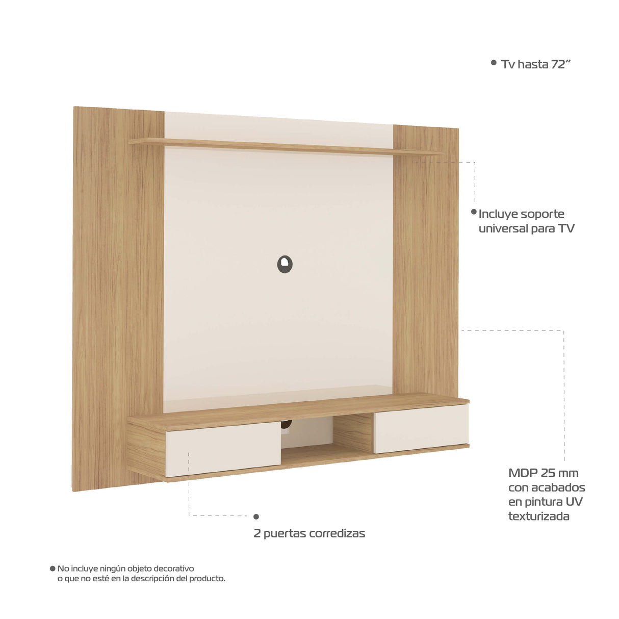 Panel de TV Nevada Roble 140x18cm Para TV de 75 Pulgadas - Muebles de TV | Bylmo
