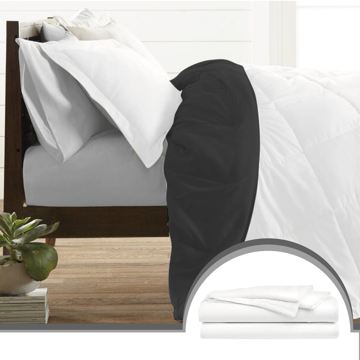 Edredón Ondino Blanco Negro Para Cama Semidoble 120x190cm - Tendidos y Cubrelechos | Bylmo