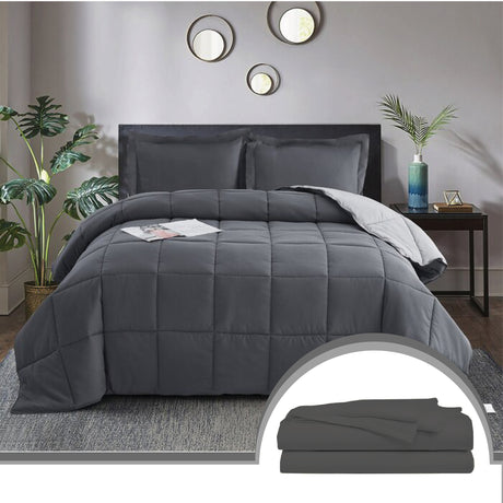 Edredón Ondino Gris Claro Gris Oscuro Para Cama Semidoble 120x190cm - Tendidos y Cubrelechos | Bylmo