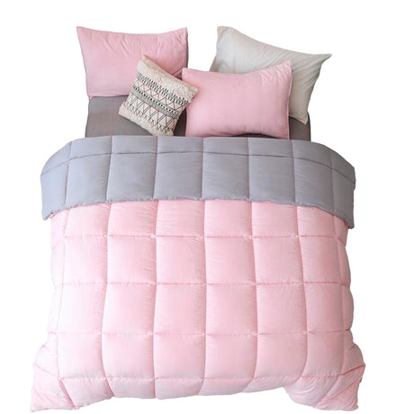 Edredón Ondino Rosado Gris Para Cama Queen 160x190cm - Tendidos y Cubrelechos | Bylmo