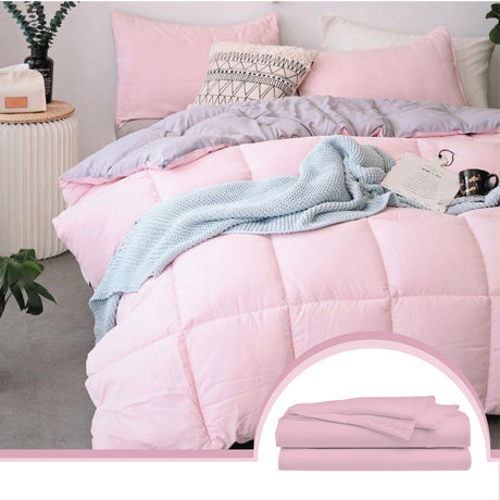 Edredón Ondino Rosado Gris Para Cama Queen 160x190cm - Tendidos y Cubrelechos | Bylmo