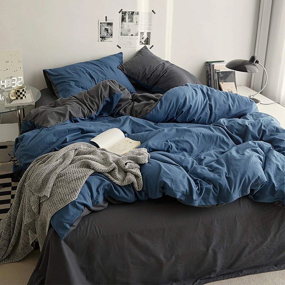 Duvet Lilis Azul Gris Oscuro Para Cama Doble 140x190cm - Tendidos y Cubrelechos | Bylmo