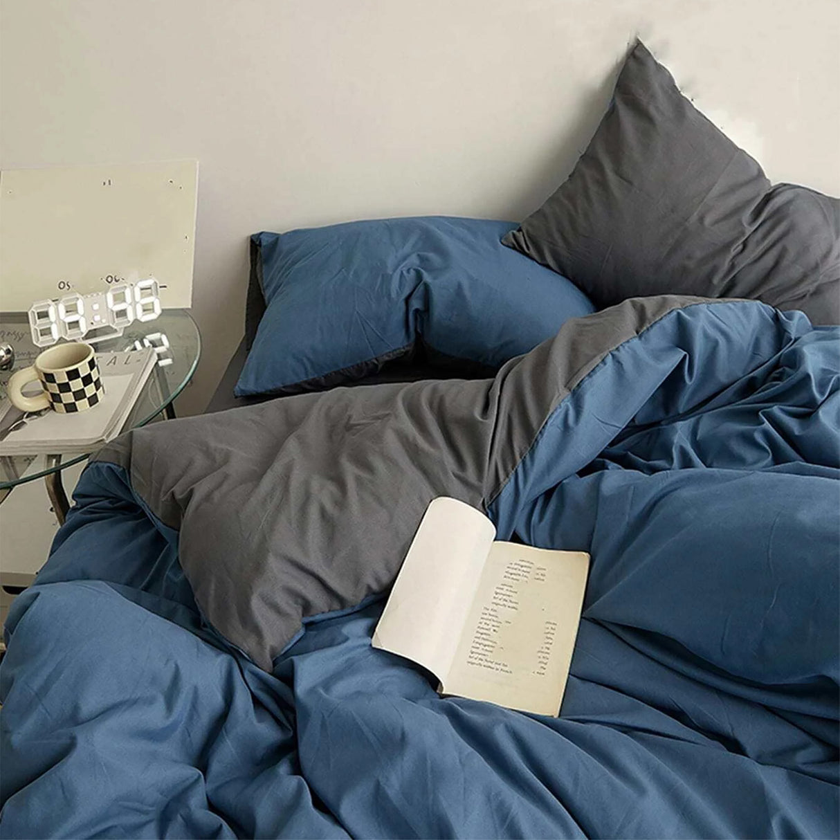 Duvet Lilis Azul Gris Oscuro Para Cama Doble 140x190cm - Tendidos y Cubrelechos | Bylmo