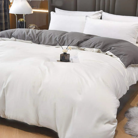 Duvet Lilis Blanco Gris Oscuro Para Cama Sencilla 90x190cm - Tendidos y Cubrelechos | Bylmo