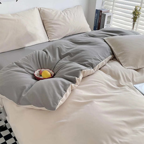 Duvet Lilis Crema Gris Para Cama Semidoble 120x190cm - Tendidos y Cubrelechos | Bylmo