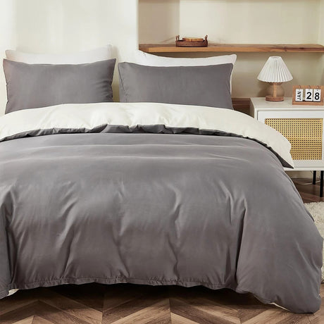 Duvet Lilis Gris Oscuro Crema Para Cama Doble 140x190cm - Tendidos y Cubrelechos | Bylmo
