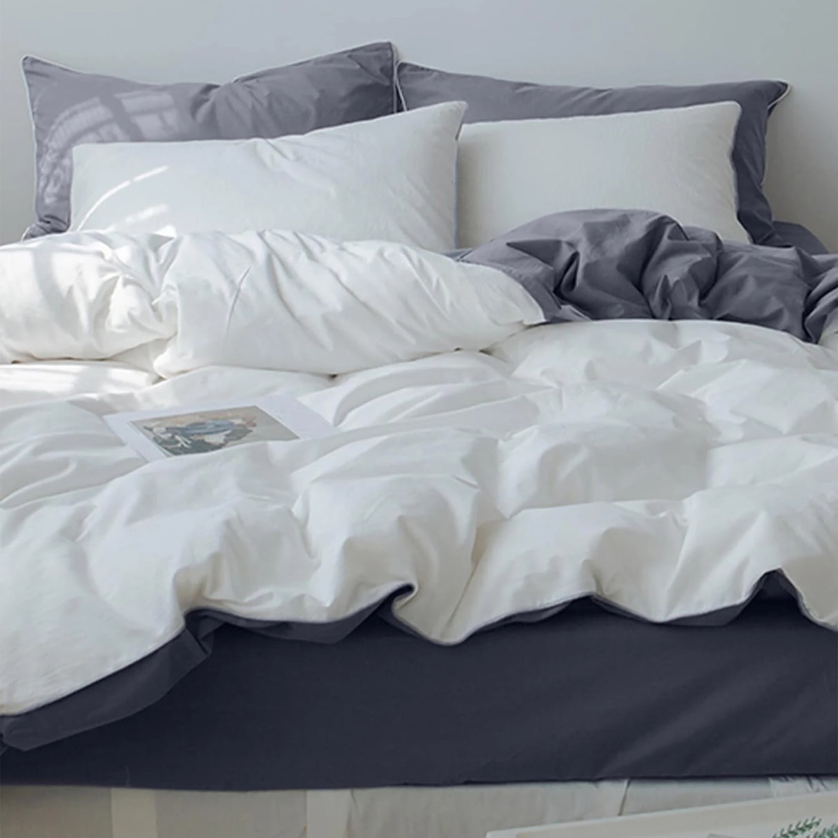 Duvet Lilis Gris Claro Blanco Para Cama Semidoble 120x190cm - Tendidos y Cubrelechos | Bylmo