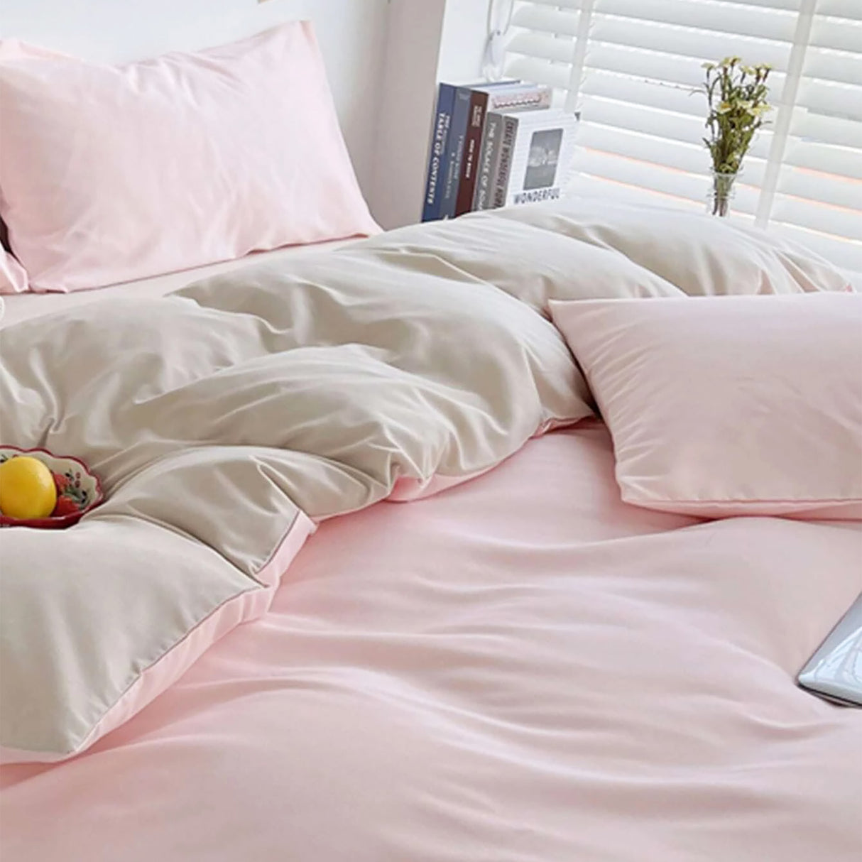 Duvet Lilis Rosado Gris Claro Para Cama Sencilla 90x190cm - Tendidos y Cubrelechos | Bylmo
