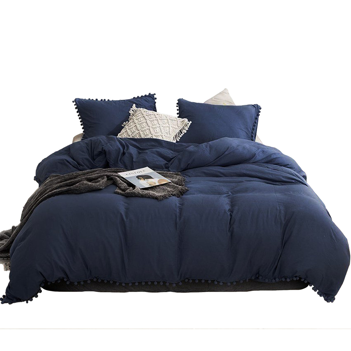 Edredón Boress Azul Oscuro Para Cama Queen 160x190cm - Tendidos y Cubrelechos | Bylmo