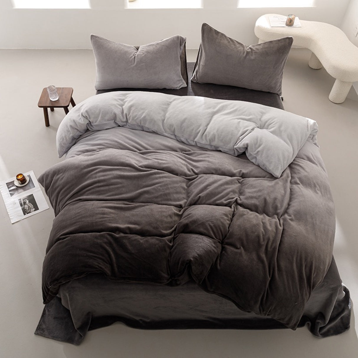 Duvet DiDegra Gris Para Cama Queen 160x190cm Acolchado - Tendidos y Cubrelechos | Bylmo