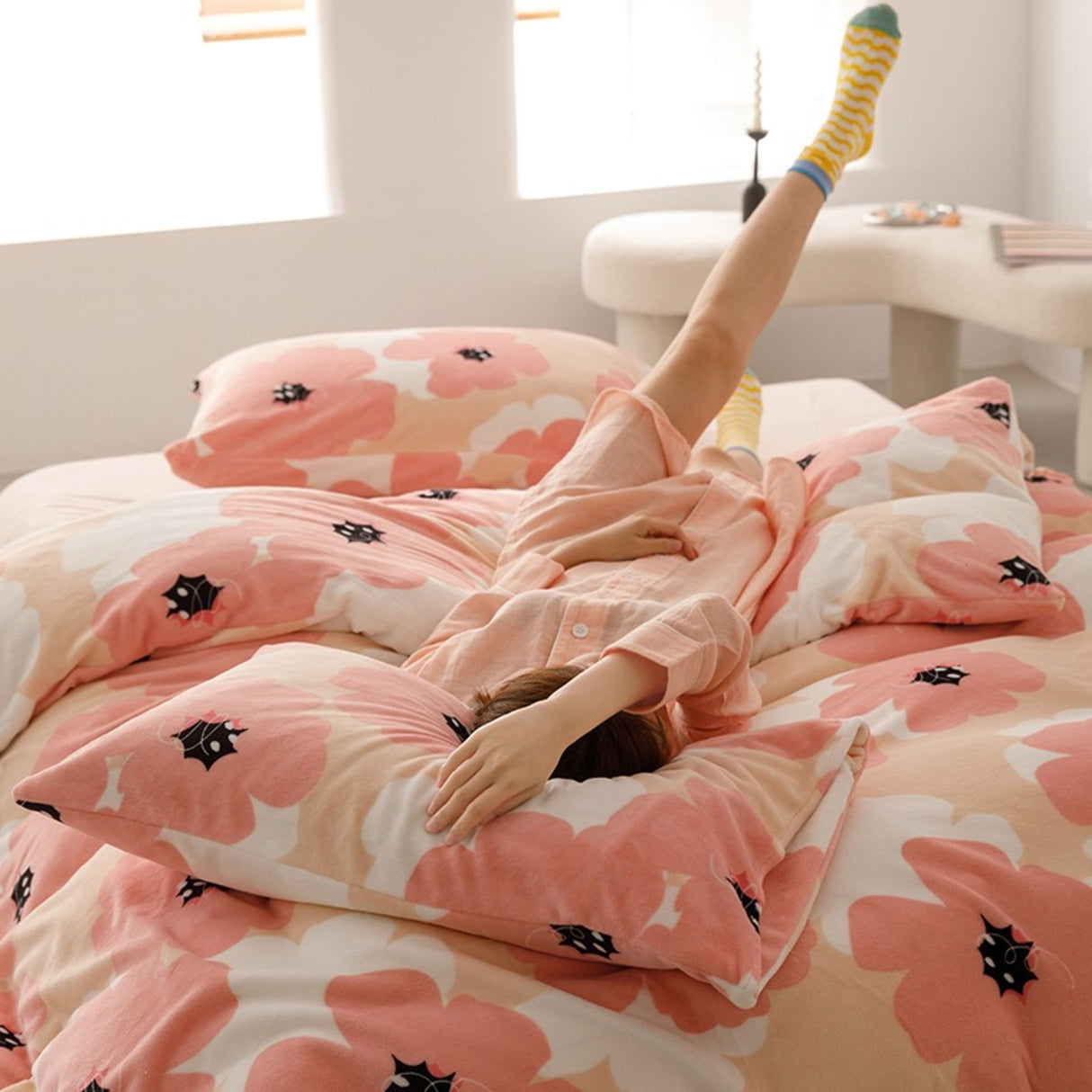 Duvet DiFloral Rosado Para Cama Queen 160x190cm Acolchado - Tendidos y Cubrelechos | Bylmo