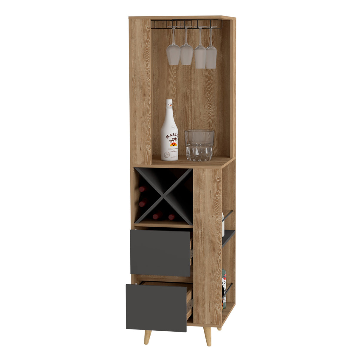 Bar Esquinero Salem Miel 50x180cm con Dos Cajones - Bares | Bylmo