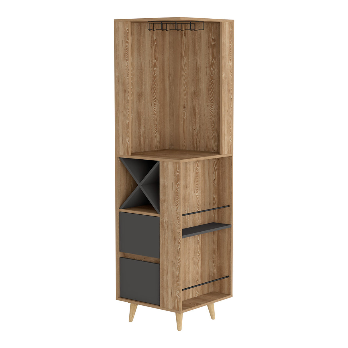 Bar Esquinero Salem Miel 50x180cm con Dos Cajones - Bares | Bylmo