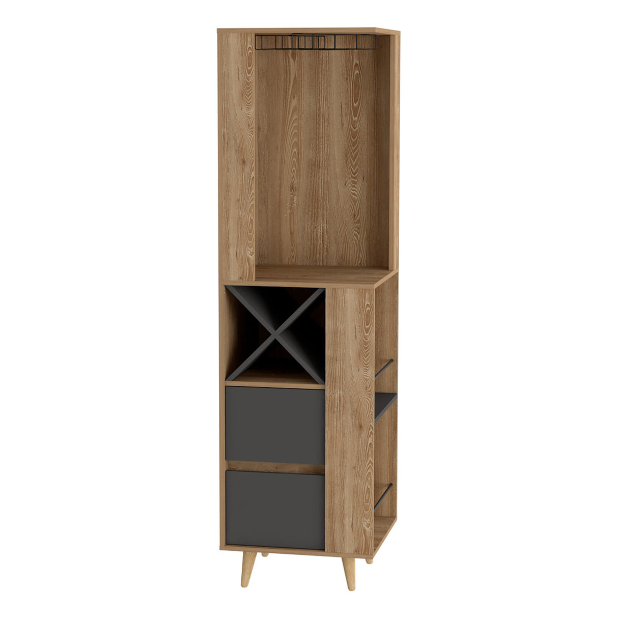 Bar Esquinero Salem Miel 50x180cm con Dos Cajones - Bares | Bylmo