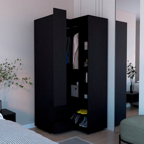 Closet Toulouse Wengue 85x180cm Esquinero con Tres Cajones - Closets | Bylmo