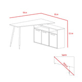 Escritorio en L SIngapur Fresno Europeo 130x72.5cm con Organizador de Libros - Escritorios | Bylmo