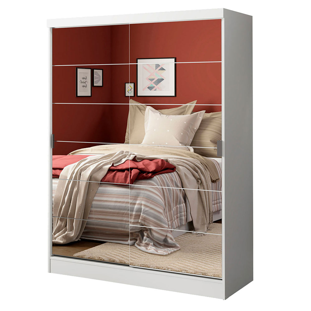 Closet Luke Blanco 120x183cm con Espejo y Cuatro Cajones - Closets | Bylmo