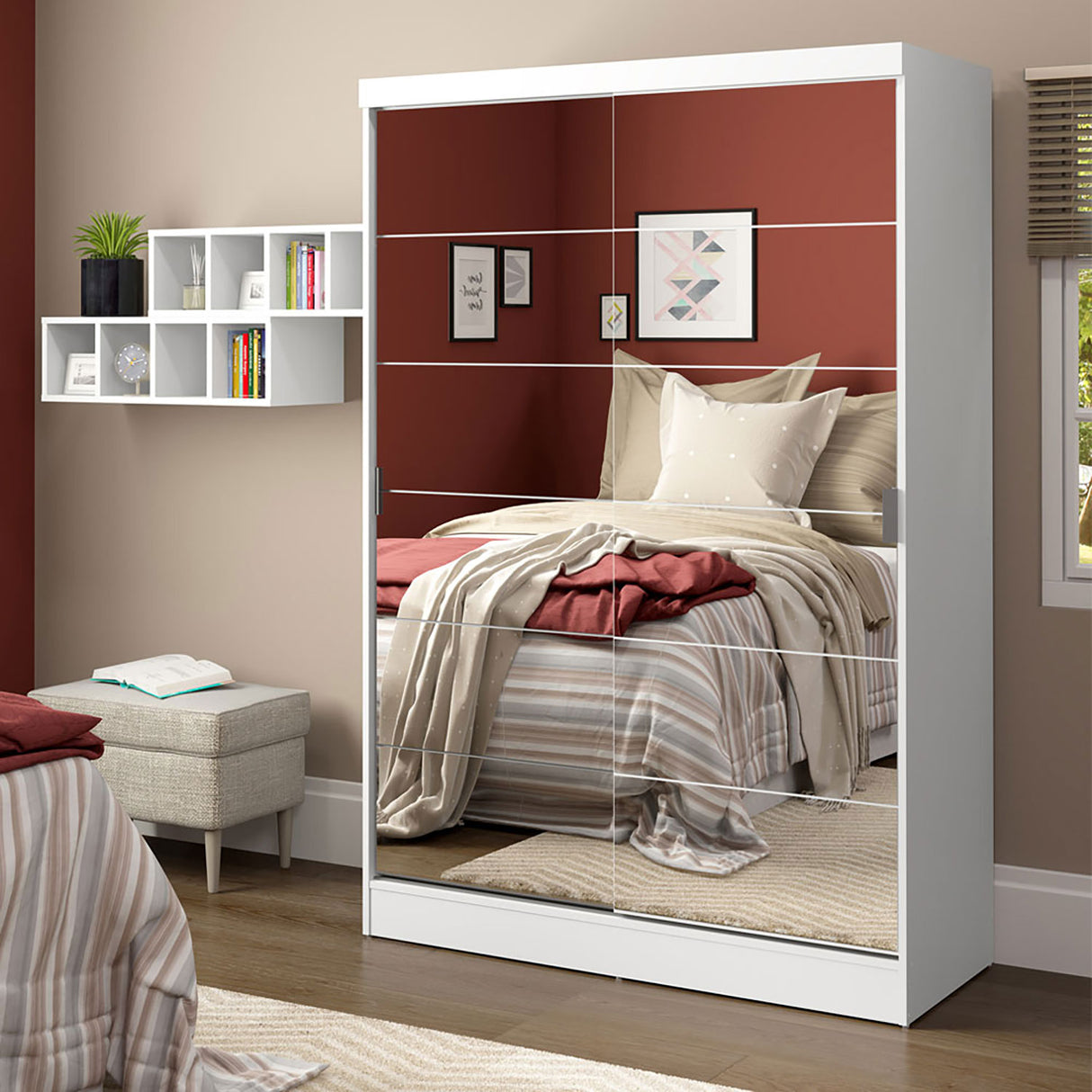 Closet Luke Blanco 120x183cm con Espejo y Cuatro Cajones - Closets | Bylmo