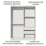 Closet Luke Blanco 120x183cm con Espejo y Cuatro Cajones - Closets | Bylmo