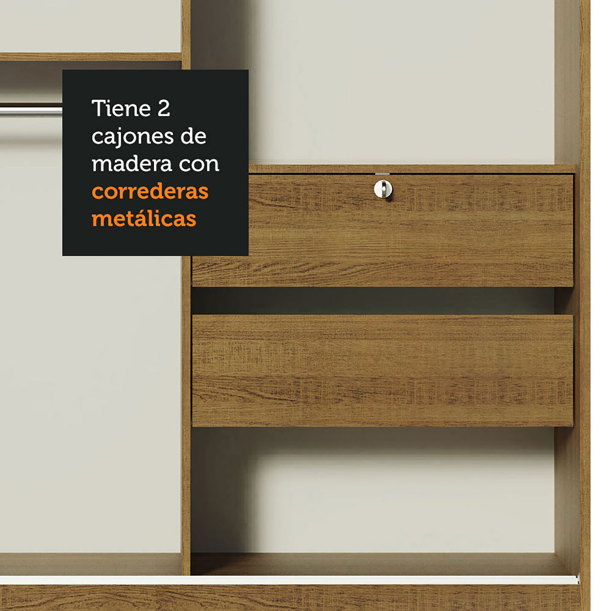 Closet Luke Marron 120x183cm con Espejo y Tres Cajones - Closets | Bylmo