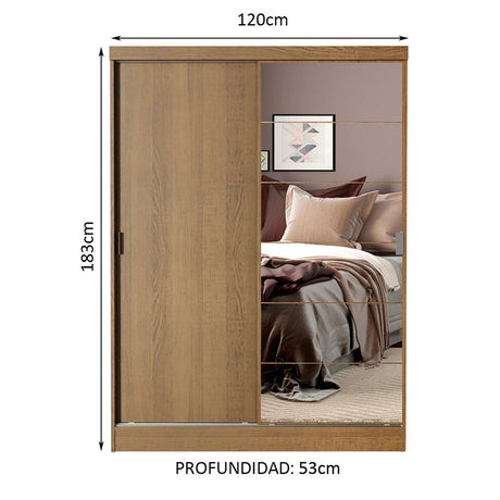 Closet Luke Marron 120x183cm con Espejo y Tres Cajones - Closets | Bylmo