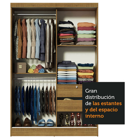 Closet Luke Marron 120x183cm con Espejo y Cuatro Cajones - Closets | Bylmo