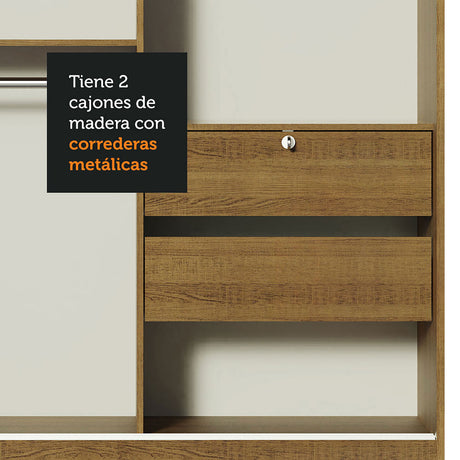 Closet Luke Marron 120x183cm con Espejo y Cuatro Cajones - Closets | Bylmo