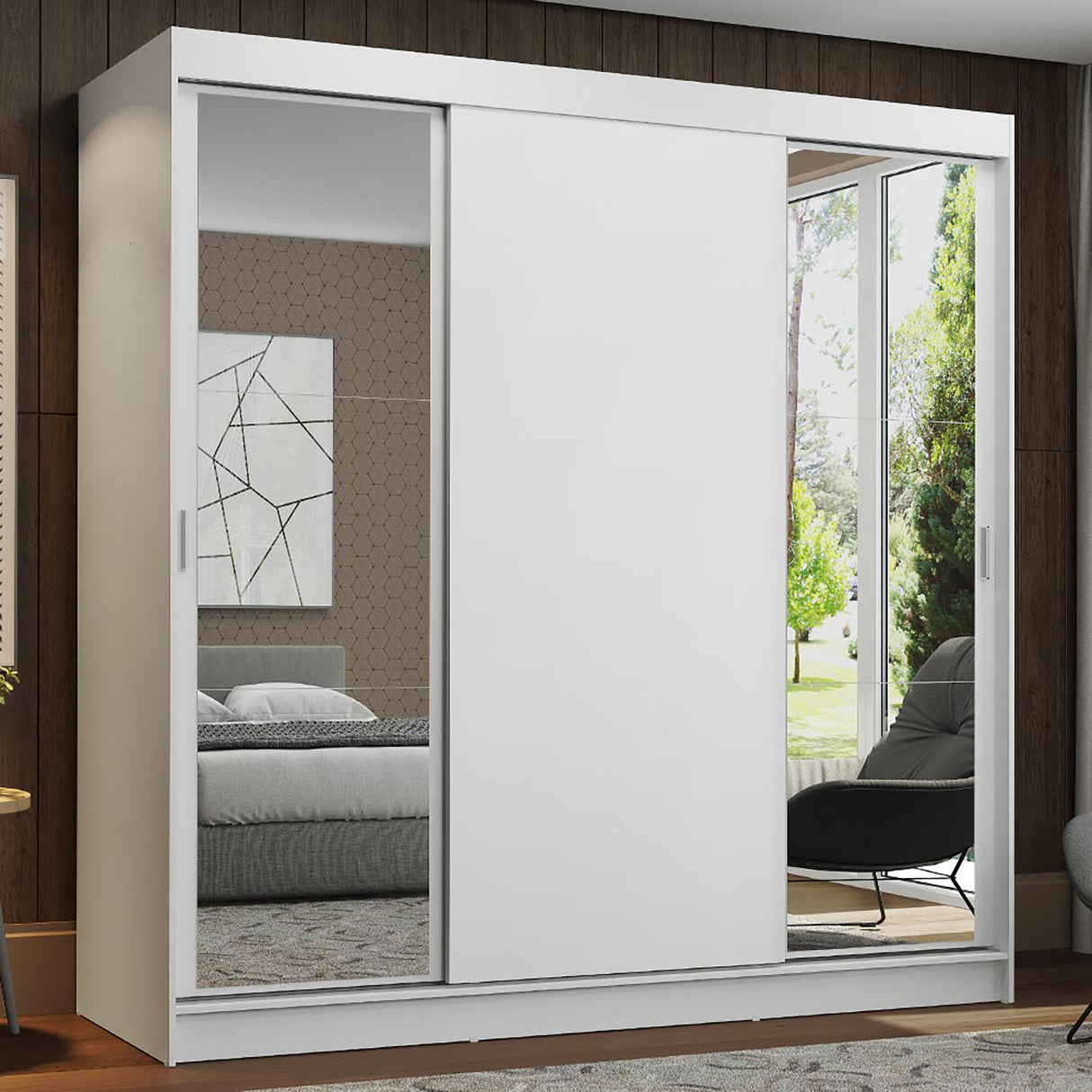 Closet Reno Blanco 180x205cm con Espejo y Cinco Cajones - Closets | Bylmo