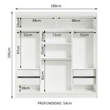 Closet Reno Blanco 180x205cm con Espejo y Seis Cajones - Closets | Bylmo