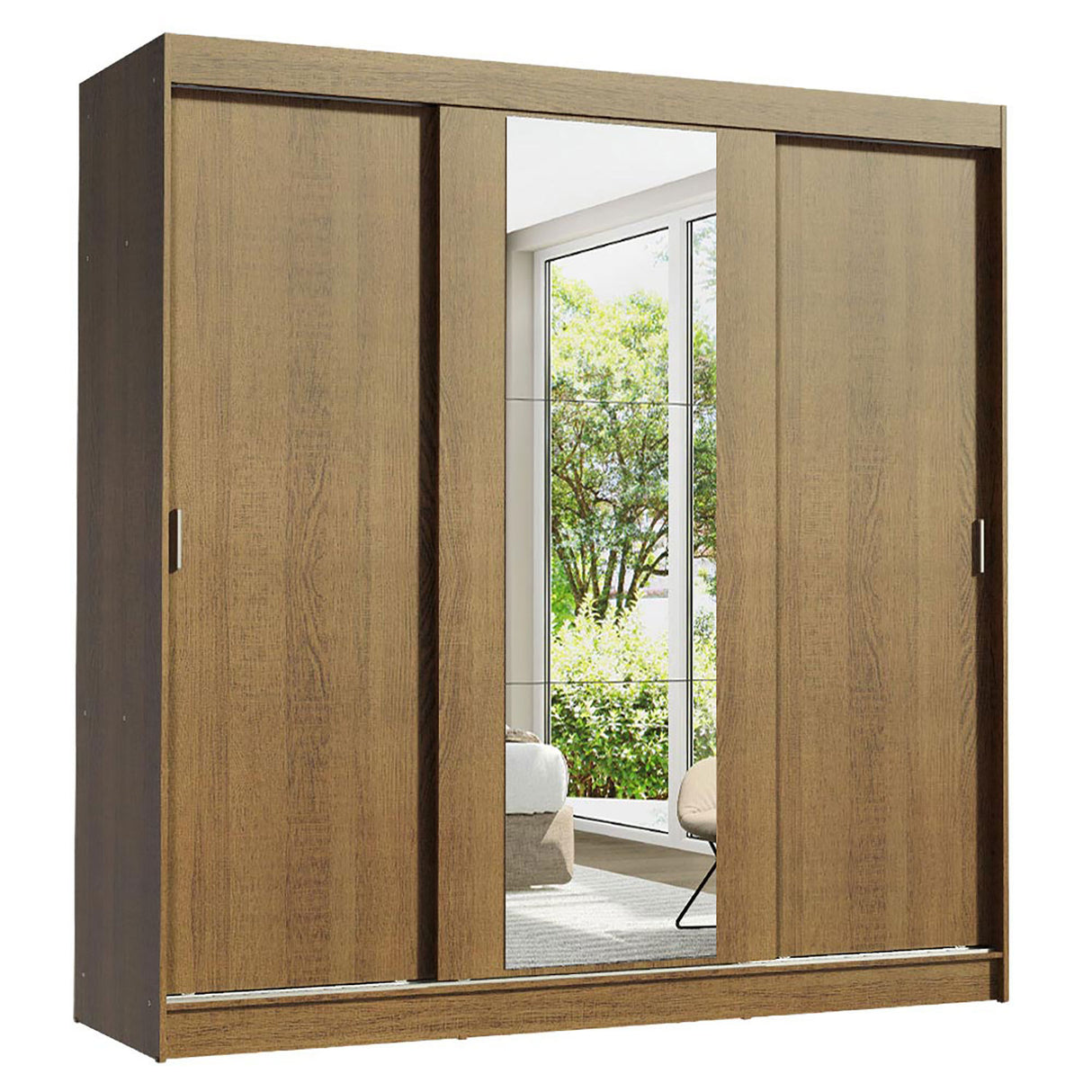 Closet Reno Marron 180x205cm con Espejo y Cuatro Cajones - Closets | Bylmo