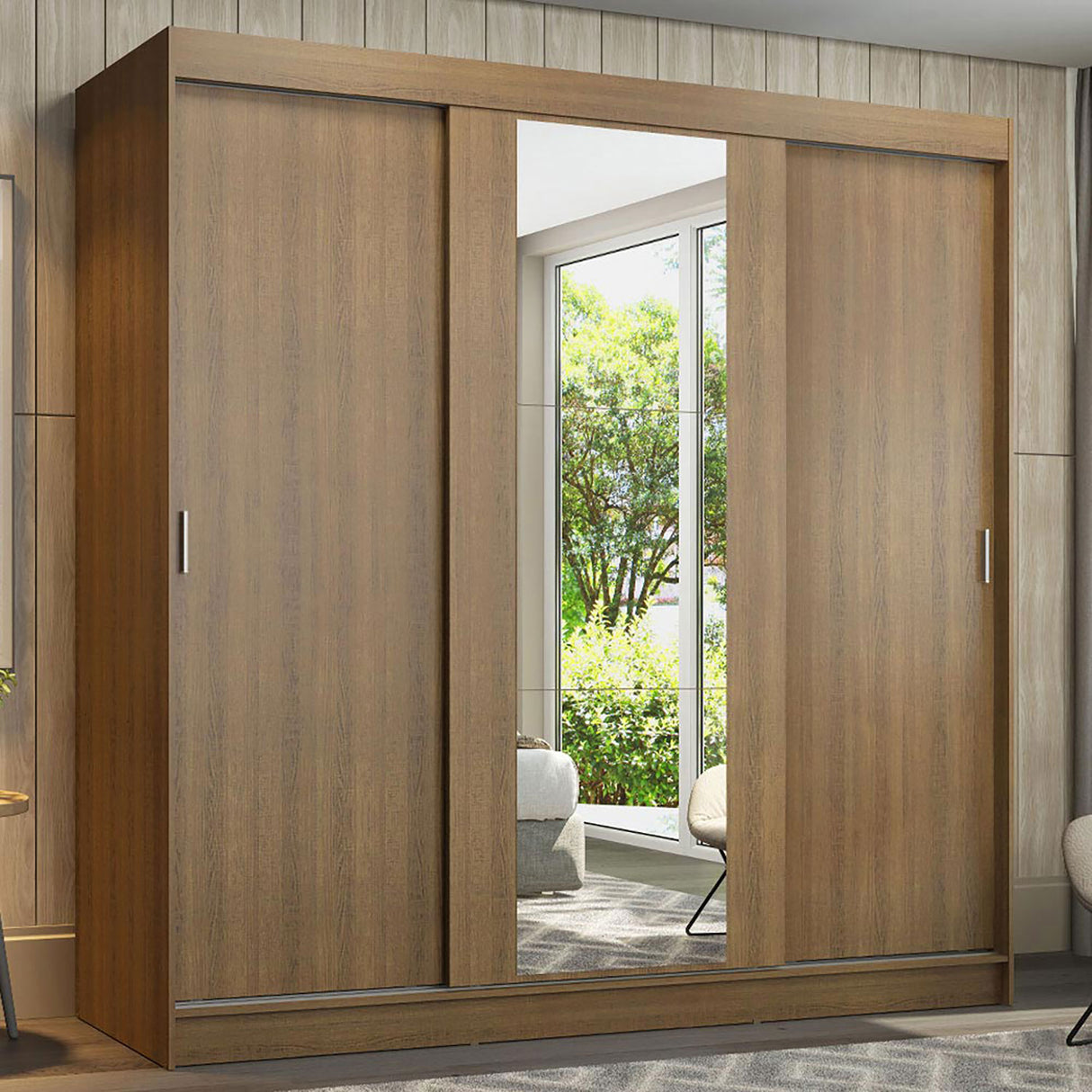 Closet Reno Marron 180x205cm con Espejo y Cuatro Cajones - Closets | Bylmo