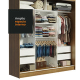 Closet Reno Marron 180x205cm con Espejo y Cuatro Cajones - Closets | Bylmo
