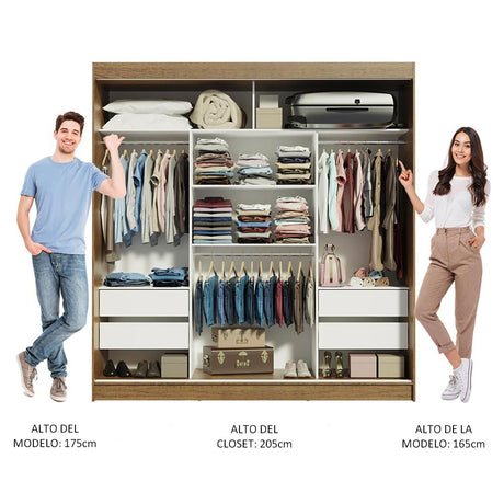 Closet Reno Marron 180x205cm con Espejo y Cinco Cajones - Closets | Bylmo