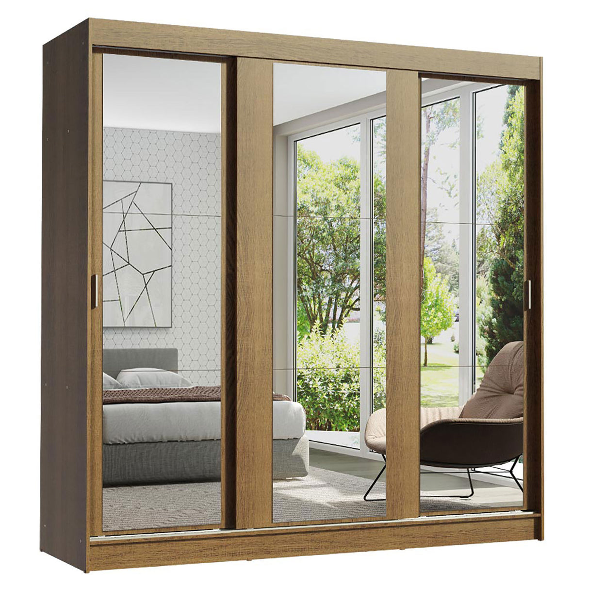 Closet Reno Marron 180x205cm con Espejo y Seis Cajones - Closets | Bylmo