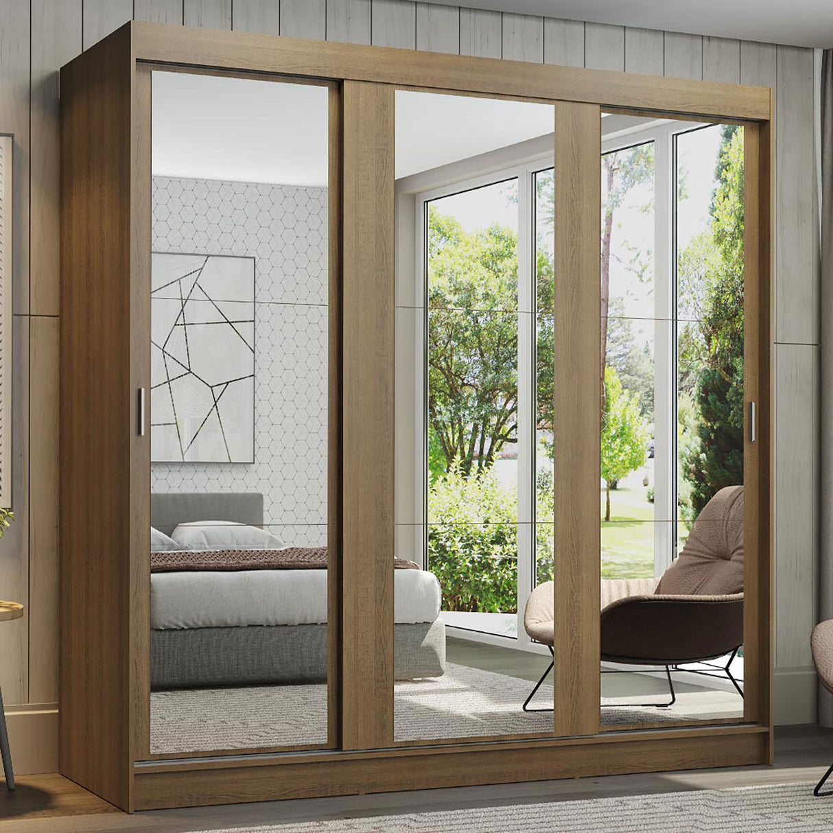 Closet Reno Marron 180x205cm con Espejo y Seis Cajones - Closets | Bylmo