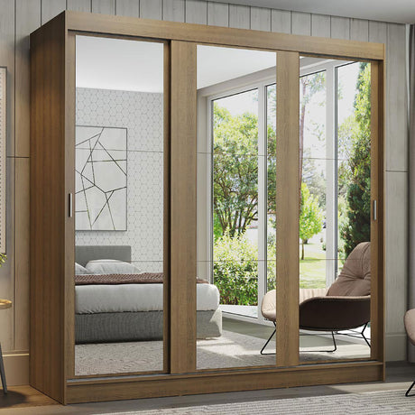 Closet Reno Marron 180x205cm con Espejo y Seis Cajones - Closets | Bylmo