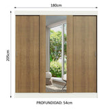 Closet Reno Blanco y Marron 180x205cm con Espejo y Cuatro Cajones - Closets | Bylmo