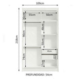 Closet Tokio Blanco 109x218cm con Espejo y Cinco Cajones - Closets | Bylmo