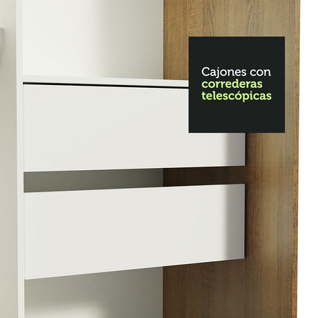 Closet Tokio Marron 109x218cm sin Espejo y con Tres Cajones - Closets | Bylmo