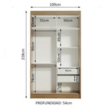 Closet Tokio Marron 109x218cm sin Espejo y con Tres Cajones - Closets | Bylmo