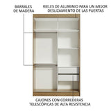 Closet Tokio Marron 109x218cm con Espejo y Cuatro Cajones - Closets | Bylmo