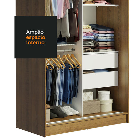 Closet Tokio Marron 109x218cm con Espejo y Cinco Cajones - Closets | Bylmo