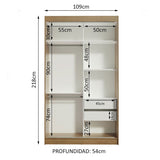 Closet Tokio Marron 109x218cm con Espejo y Cinco Cajones - Closets | Bylmo