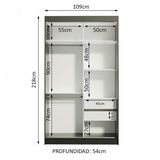 Closet Tokio Negro 109x218cm sin Espejo y con Tres Cajones - Closets | Bylmo