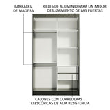Closet Tokio Negro 109x218cm con Espejo y Cinco Cajones - Closets | Bylmo