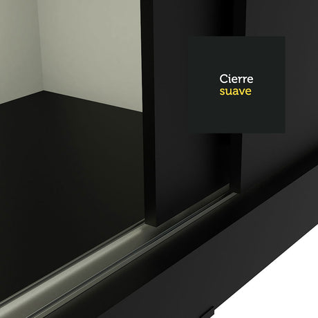 Closet Tokio Negro 109x218cm con Espejo y Cinco Cajones - Closets | Bylmo