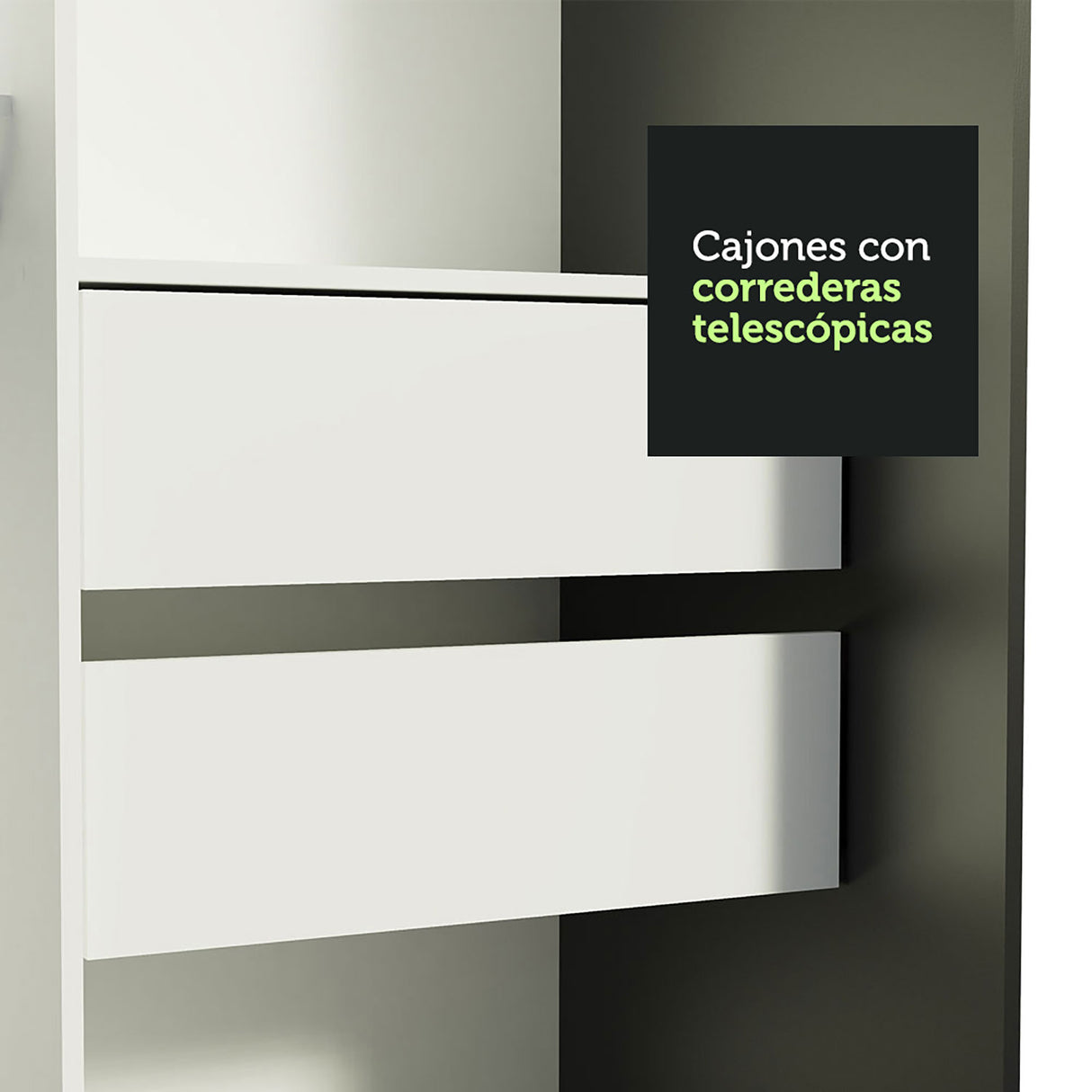 Closet Tokio Negro 109x218cm con Espejo y Cinco Cajones - Closets | Bylmo