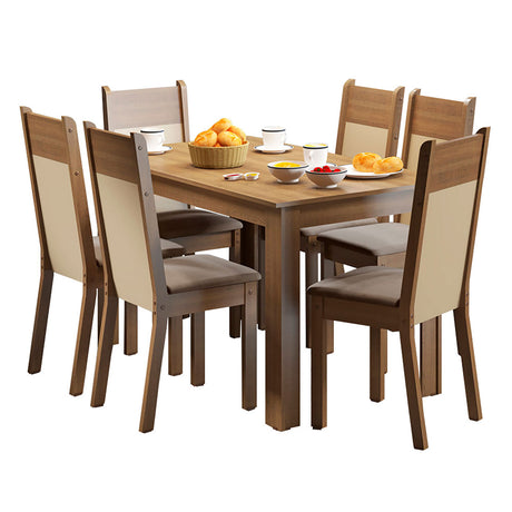 Combo Comedor y Sillas Honduras Marron 136x76cm de 6 Puestos - Comedores | Bylmo