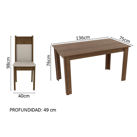 Combo Comedor y Sillas Honduras Marron 136x76cm de 6 Puestos - Comedores | Bylmo